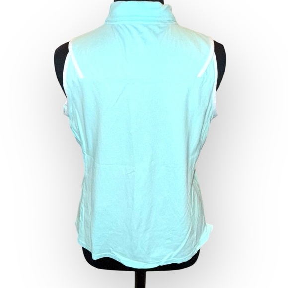 TALBOTS UPF 50+ SLEEVELESS PIQUÉ POLO - Fresh Aqua 1X NWOT - Picture 4 of 12